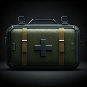An open emergency & trauma kit with essential medical supplies: tourn