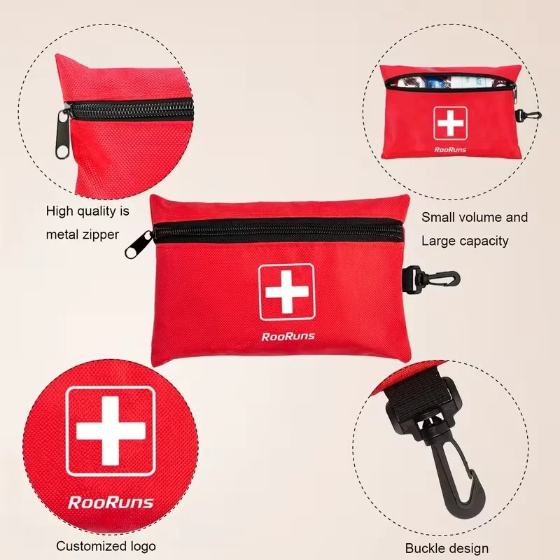 Trousse de premiers secours ouverte de style militaire affichant divers éléments médicaux