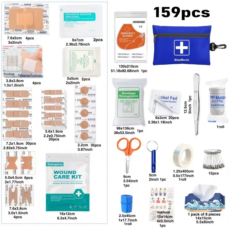 Trousse de premiers secours ouverte de style militaire affichant divers éléments médicaux
