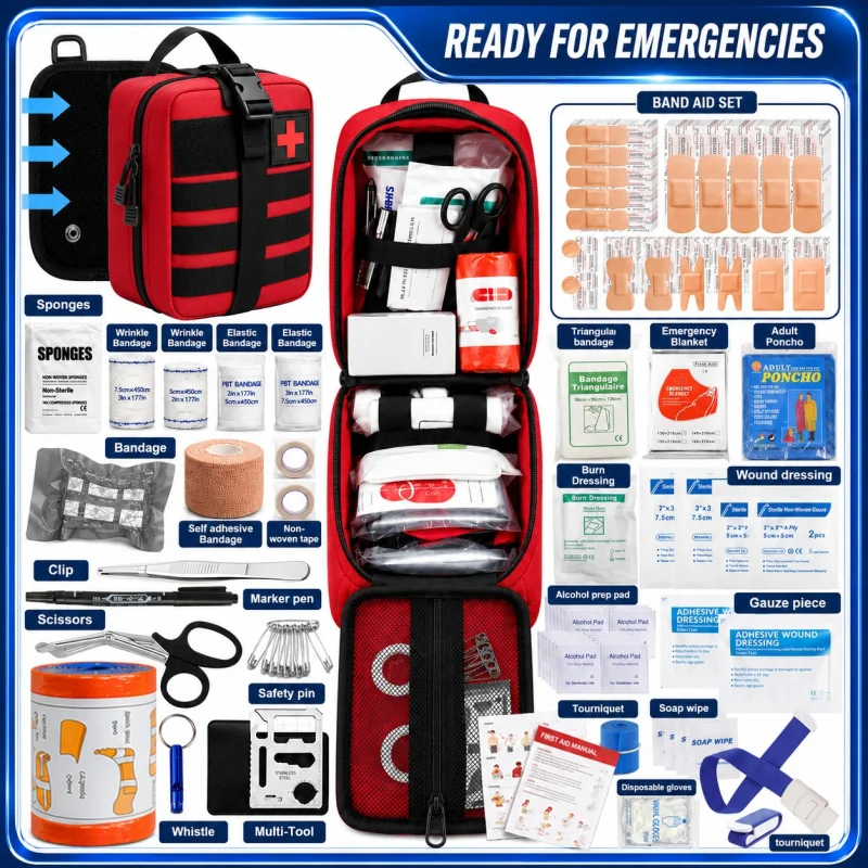 Tactical IFAK trauma first aid kit: rugged red