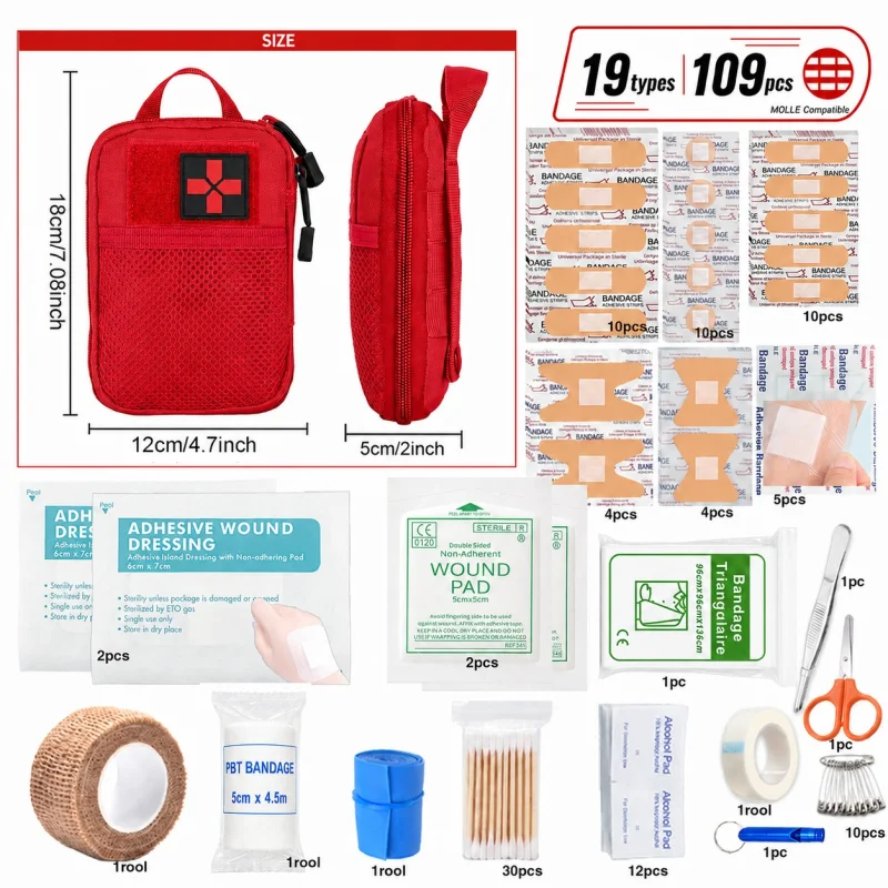 Tactical IFAK trauma first aid kit: rugged red